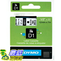 [美國直購] DYMO 45013 Labeling Tape 1/2 inch x 23' Black Print on White Tape D1 Label Cassette 標籤紙