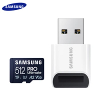 SAMSUNG MicroSDXC Card 128GB 256GB 512GB PRO Ultimate Flash Memory Card U3 A2 V30 200MB/s TF Card with USB 3.0 Reader Micro SD