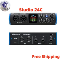 PreSonus Studio 24C ultra-high audio interface sound card With 2 mircophone preamps for ultra-high-definition recording,mixing