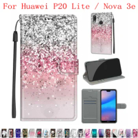 Sunjolly Case for Huawei P20 Lite Nova 3e Wallet Stand Flip PU Leather Phone Case Cover coque capa Case Cover