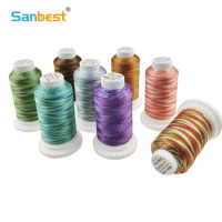 Sanbest Variegated Colors Polyester Embroidery Thread for Machine 1000M Sewing Home Machines Factory Outlet