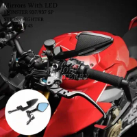 for Ducati Streetfighter V2 V4 V4S Motorcycle Rearview Mirror With LED Light Turn Signal Ducati Monster 937 SP 2021-2023
