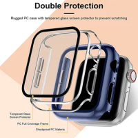Watch Case For Apple watch 9 8 7 45mm 41mm 6 5 4 SE 2 44mm 40mm Tempered glass protective shell For iwatch 3 2 42mm 38mm Cover