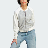 Adidas Fleece Jacket [IL3795] 女 外套 夾克 亞洲版 運動 休閒 復古 學院風 棉質 灰白