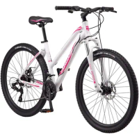 Adult Mountain Bike, 21 Speeds, 27.5-Inch Wheels, Womens Aluminum Medium Frame, White Freight free