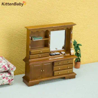 1PC Miniature Closet TV Book Cake Bedside Table Cabinet Shelf Legs Cupboard Model With Mirror Dollhouse Furniture Decor DIY Toys