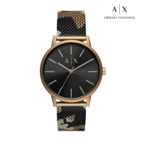 【A|X Armani Exchange 官方直營】Cayde 城市都會個性手錶 黑色 x 棕色米蘭鍊帶 42MM AX2754