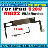 For IPad 5 2017 A1822 Motherboard With Touch ID 32GB 64GB 128GB Logic board Free iCloud Unlocked Mainboard A822 WLAN Version