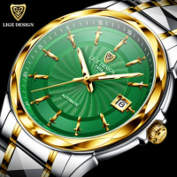LIGE Top Brand Luxury Men Automatic Mechanical Watch Tungsten Steel Waterproof Self-Wind Sapphire Glass Business Wristwatch