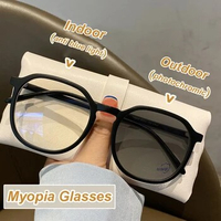 Oversized Ladies Photochromic Myopia Glasses Fashion Color Changing Sport Eyeglasses Unisex Finished Short Sight Eyewear Diopter