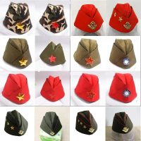 Fashion Military Hat Russian Army Cap Green Camo Badge Women Men Sailor Stage Performance Cosplay Ha
