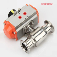 Stainless Steel Pneumatic Ball Valve 2" 51MM Double Acting Sanitary Ball Valve Clamp Installing