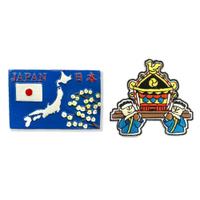 日本地圖黑板磁鐵+日本 Q版-慶典布貼【2件組】紀念磁鐵療癒小物 磁性家居裝飾 造型磁鐵 旅遊磁鐵