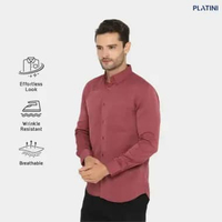 Platini Baju Kemeja Polos Pria Panjang Polinosic Magenta 66110 XXL