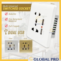 KXIT/ ARTLUX PREMIUM Bakelite 2400mA Dual USB Socket 2 and 3 pin 13A Multi Universal Switched Socket