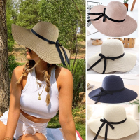 【 Cw】new Simple Folding Wide Brim Floppy Girls Straw Hat Sun Hat Beach Women Summer Hat UV Protect Travel Cap Lady Cap Female
