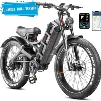 2024 Upgraded Version 3 Combinations 60AH 1600W Electric Mountain Bike Full Suspension 26 Inch Fat Tire Electric Bike Adult