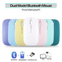 Wireless Rechargeable Mouse Noiseless Dual Model 2.4G Bluetooth-compatible Mice for iPad/Samsung/Huawei Laptop Tablet Mouse
