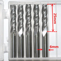 6mm*25mm-5pcs,CNC machine solid carbide end mill,woodworking insert end milling cutter,4 Flutes end mill,PVC,MDF,Acrylic Cutter