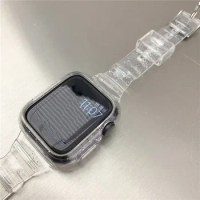 Glitter Band+Case For Apple Watch Band 42mm38mm44mm40mm41mm45mm Clear Candy Woman fashion Bracelet Accessories for iwatch strap
