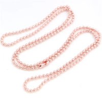 5pcs 2.4mm Rose Gold Color Plated Ball Beads Chain Necklace Bead Connector 65cm(25.5 inch) (Z1-21)