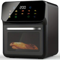 Oil-free Convection Oven1500W Electric Dual Control Digital LCD Touch Intelligent Air Fryer,Stainless Steel, Easy Cleaning
