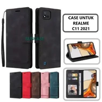 SUNCASE Realme C11 2021 cover hp model dompet multi fungsi flip case wallet leather SUNCASE PINK