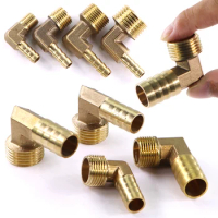 6-19mm 1/8" 1/4" 3/8" 1/2" Brass Elbow Barb Hose Adapter Male Thread Copper Pipe Fittings Connector Coupler Fuel Water Gas Oil