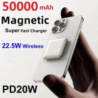50000mAh Magnetic Mini Power Bank Wireless Charger External Battery Fast Charging Powerbank For iPhone 14 13 12 Series Xiaomi
