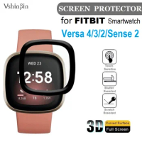 100PCS 3D Curved Edge Screen Protector for FITBIT Versa 4 / Sense 2 / Versa 3 / Sense Smart Watch Full Cover Protective Film