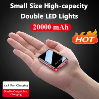 Mini Power Bank 20000mAh Portable External Battery Mirror Screen LED Digital Display Powerbank Pack For iPhone 14 Xiaomi Phones
