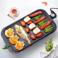 DMWD 220V Double Layers Multi-purpose Carbon Electric Grill Smokeless Non-stick Roasting Pan Barbecue Stove 2200W 5 Gear