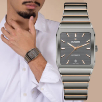 【Rado 雷達表】Anatom 廣告款 方形 電漿高科技陶瓷 銀灰機械錶 禮物推薦 R05(R10203102)