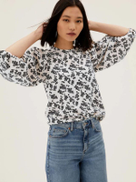 เสื้อเบลาส์ Floral Blouson Sleeve Top รุ่น T4359630Y8