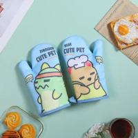 Cartoon Cute Silicone Anti-Hot Gloves Oven Microwave Oven Heat-Resistant Gloves Built-in Heat Insulation Foam