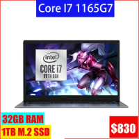 2022 Super Notebook Laptops 32GB DDR4 RAM 1TB M.2 SSD Core I7 /I5 11th Gen 1165G7 4-Core 15.6 inch Metal Gaming Laptop Computer