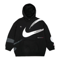 【NIKE 耐吉】SWOOSH FLEECE HOODIE 寬鬆帽TEE 女款 黑白(FD4798-010)