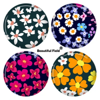 10mm 12mm 25mm 14mm 16mm 18mm 20mm 30mm Photo Pattern Round Glass Cabochons Colorful Beautiful Flowers GTV019