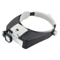 Headband Magnifier Glass with 2 LED Light Loupe Jeweler Watch Repair 94PD