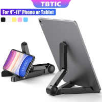 TBTIC Portable Foldable Stand Compatible 4′′-11′′ Tablet Phone Desktop Plastic Holder for IPhone Samsung IPad Phone Stand