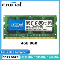 Crucial Ram SODIMM DDR3 DDR3L 8GB 4GB 1333MH 1600MHz 1866MHz SODIMM for Laptop Notebook Memory 1.35V 204PIN Non ECC Notebook RAM