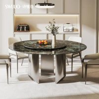 Italian minimalist round dining table, home minimalist modern marble dining table, dining table and chair combination