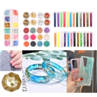 Resin Accessories Decoration Kit Jewelry Making Supplies with Resin Glitter Foil Flakes Dried Flowers Epoxy Pigment for DIY