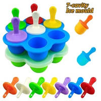 8Pcs 7 Holes Silicone Popsicle Ice Lattice Mold Food Grade Silicone Baby Ice Tray Popsicle Making Ice Lolly Molds