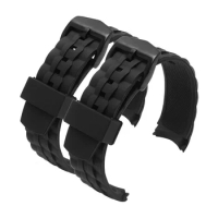 New Natural Silicone Rubber Watchband 22mm Pin Buckle Black Soft Curved End Strap Fit For Casio EDIFICE EF-550D Watch Stock