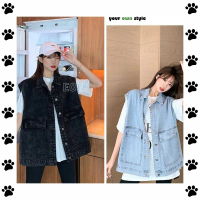 COD Áo khoác gile bò túi hộp form rộng oversize, Áo khoác bò unisex kiểu dáng ulzzang hàn quốc - EOB