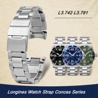 21mm Watch Band For LONGINES WatchBand Stainless Steel Bracelet Original Longines Strap Concas 41mm Dial L3.742 L3.781 Metal