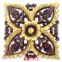 泰國方形雕花板鏤空板東南亞風格掛飾壁飾泰式木雕家居裝飾品掛件1入