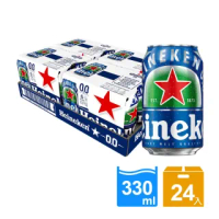【Heineken 海尼根】海尼根0.0零酒精 330ml鋁罐裝 24入(無酒精)