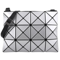 【ISSEY MIYAKE 三宅一生】BAOBAO 原色透幾何方格3X4肩斜扁包(銀/亮面)